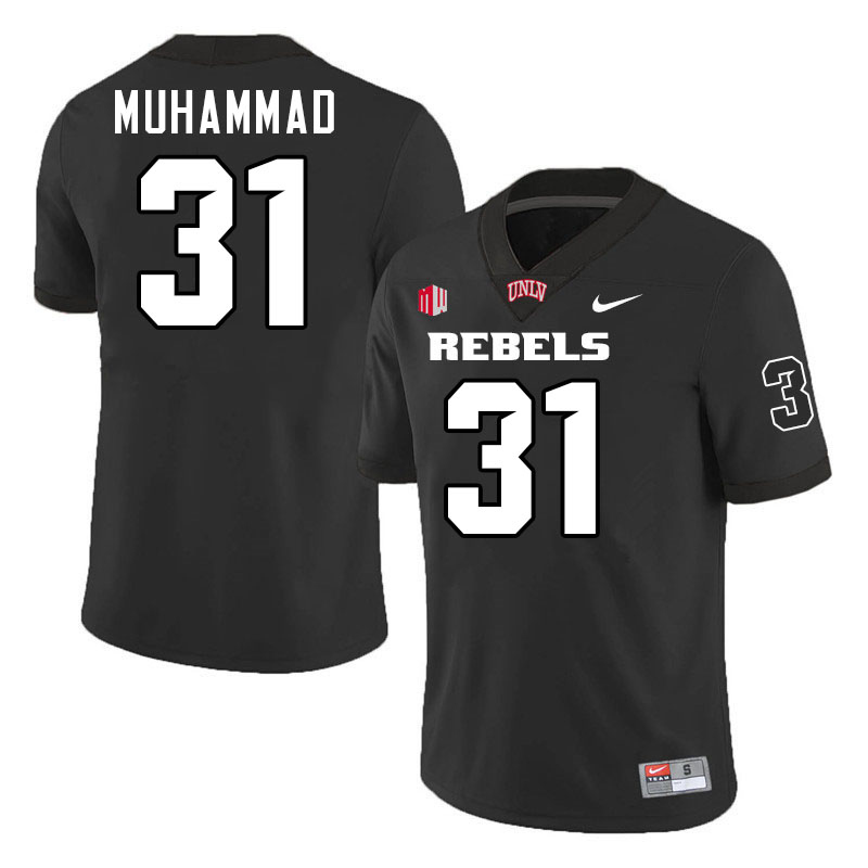 #31 Yasir Muhammad UNLV Rebels College Football Jersey Stitched-Black